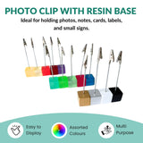 Photo Holder Clip with Square Pink Coloured Resin Base