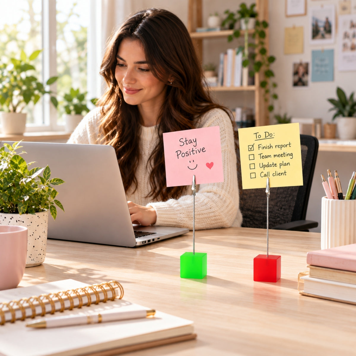 Photo Holder Clip with Square Yellow Coloured Resin Base