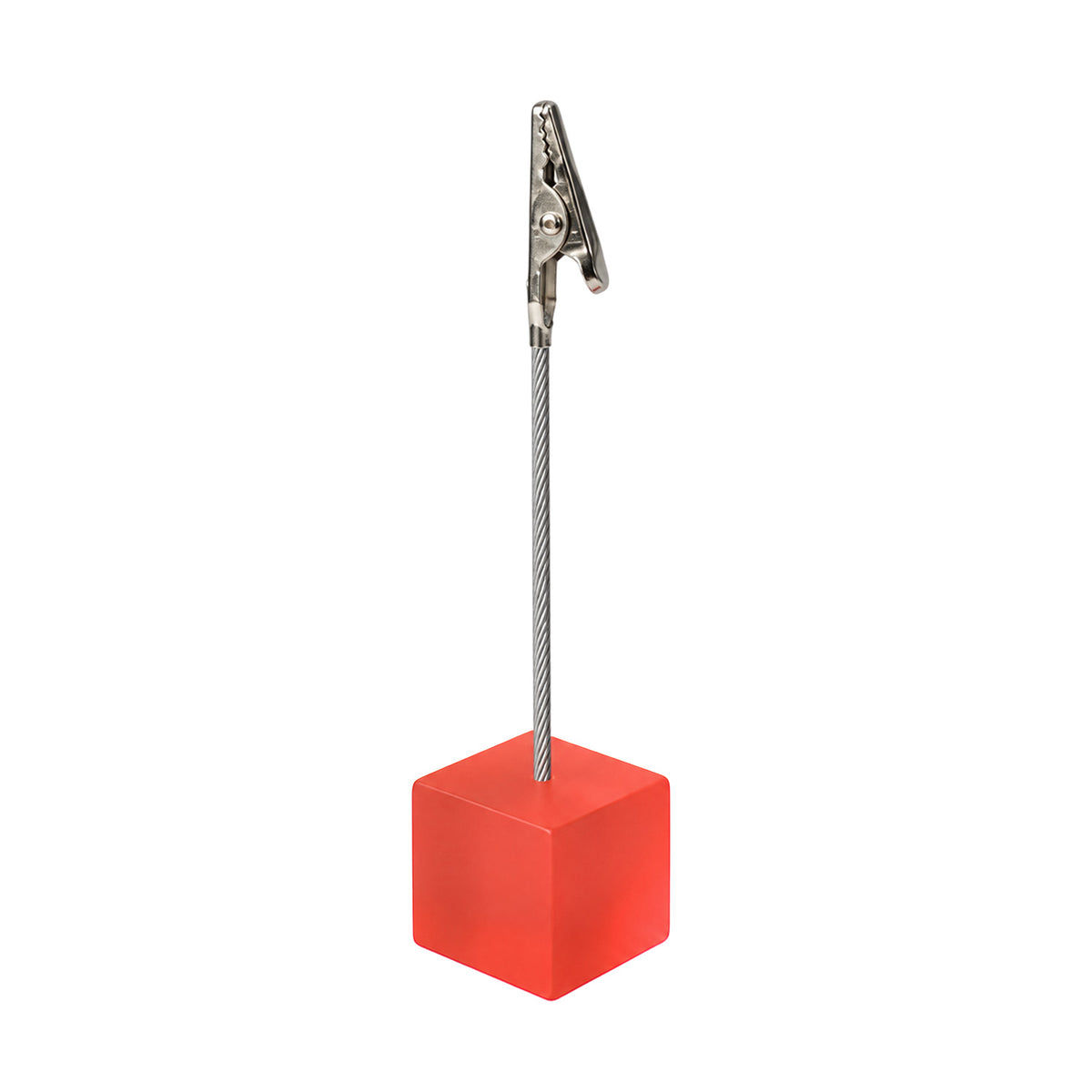 Photo Holder Clip with Square Light Red Coloured Resin Base