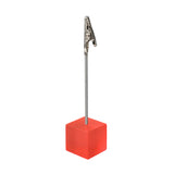 Photo Holder Clip with Square Light Red Coloured Resin Base