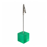 Photo Holder Clip with Square Cyan Blue Coloured Resin Base