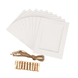 White Photo Frame Banner Set with Wooden Pegs and Hemp Twine