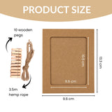 Kraft & White Photo Frame Banner Set with Wooden Pegs and Hemp Twine
