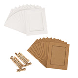 Kraft & White Photo Frame Banner Set with Wooden Pegs and Hemp Twine