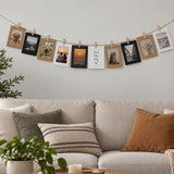 Black & Kraft Photo Frame Banner Set with Wooden Pegs and Hemp Twine