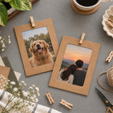 Black & Kraft Photo Frame Banner Set with Wooden Pegs and Hemp Twine