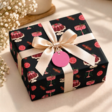 Pack of 2 Dessert Festive Design 50 x 70 cm Gift Wrap Sheets with 2 Tags - Christmas Birthdays Parties Holiday Gifting