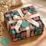 Pack of 2 Present Pattern Design 50 x 70 cm Gift Wrap Sheets with 2 Tags - Christmas Birthdays Kids Party Holiday Gifting