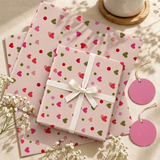 Pack of 2 Tinny Heart Toss Design 50 x 70 cm Gift Wrap Sheets with 2 Tags - Valentine’s Day Christmas Romantic Occasions Birthdays