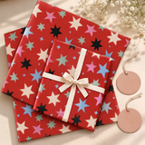 Pack of 2 Starburst Design 50 x 70 cm Gift Wrap Sheets with 2 Tags - Christmas Birthdays Festive Gifting