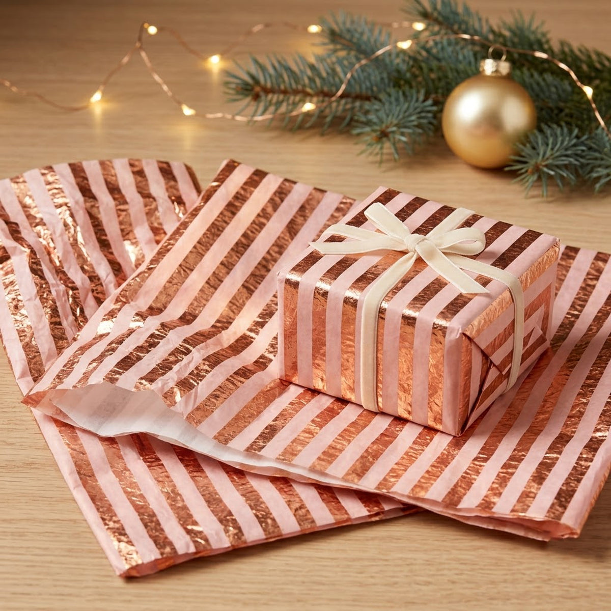 Pack of 5 Abstract Stripes Design 50 x 70 cm Luxury Gold Foil Tissue Sheets - Wedding, Christmas, Celebration