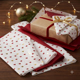 Pack of 8 Valentine Elegance Hearts Luxury Red Foil Design & Plain Red 50 x 70 cm Tissue Sheets - Christmas Valentine's Wedding Birthday
