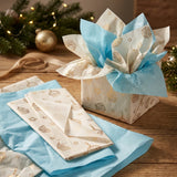 Pack of 8 Sweet Celebration Luxury Gold Foil Design & Plain Sky Blue 50 x 70 cm Tissue Sheets - Birthday, Cake, Boys