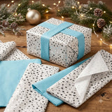 Pack of 8 Diamond Sparkle Luxury Foil Design & Plain Sky Blue 50 x 70 cm Tissue Sheets - Birthday Summer Everyday Celebrations