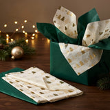 Pack of 8 Christmas Tree Dots Luxury Gold Foil Design & Plain Dark Green 50 x 70 cm Tissue Sheets