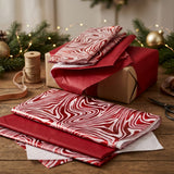 Pack of 8 Elegant Marble Luxury Red Foil Design & Plain Red 50 x 70 cm Tissue Sheets - Christmas, Valentine, Wedding