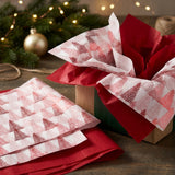Pack of 8 Christmas Line Art Luxury Red Foil Design & Plain Red 50 x 70 cm Tissue Sheets - Christmas Valentine's Wedding Birthday