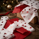 Pack of 8 Christmas Santa Hat Toss Luxury Foil Design & Plain Red 50 x 70 cm Tissue Sheets
