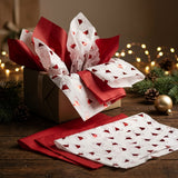 Pack of 8 Christmas Santa Hat Toss Luxury Foil Design & Plain Red 50 x 70 cm Tissue Sheets