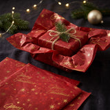 Pack of 5 Red Merry Christmas Design 50 x 70 cm Luxury Gold Foil Tissue Sheets