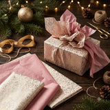 Pack of 8 Garden Breeze Luxury Foil Design & Plain Pink 50 x 70 cm Tissue Sheets - Birthday Summer Everyday Celebrations