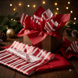 Pack of 8 Modern Stripe Band Luxury Red Foil Design & Plain Red 50 x 70 cm Tissue Sheets - Christmas Valentine Wedding Birthday