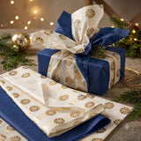 Pack of 8 Foil Floral Dots & Plain Navy Blue 50 x 70 cm Tissue Sheets - Weddings Anniversaries Birthdays Any Occasion