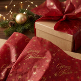 Pack of 5 Red Merry Christmas Design 50 x 70 cm Luxury Gold Foil Tissue Sheets
