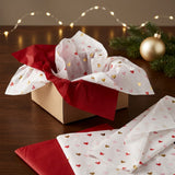 Pack of 8 Valentine Elegance Hearts Luxury Red Foil Design & Plain Red 50 x 70 cm Tissue Sheets - Christmas Valentine's Wedding Birthday