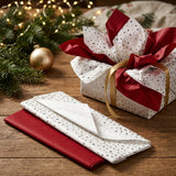 Pack of 8 Confetti Dots Luxury Red Foil Design & Plain Red 50 x 70 cm Tissue Sheets - Christmas, Valentine