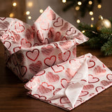 Pack of 5 Heart Medley Design 50 x 70 cm Luxury Red Foil Tissue Sheets - Valentines, Anniversary, Wedding