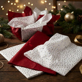 Pack of 8 Confetti Dots Luxury Red Foil Design & Plain Red 50 x 70 cm Tissue Sheets - Christmas, Valentine