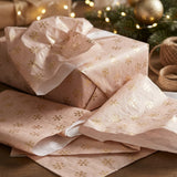 Pack of 5 Snowflakes Dots Design 50 x 70 cm Luxury Gold Foil Tissue Sheets - Christmas, Winter, Celebration