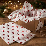Pack of 5 Christmas Tree Evergreen Design 50 x 70 cm Luxury Red Foil Tissue Sheets