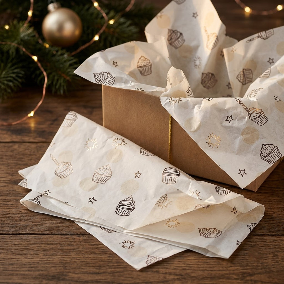 Pack of 5 Sweet Celebration Design 50 x 70 cm Luxury Silver Foil Tissue Sheets - Birthday, Cake