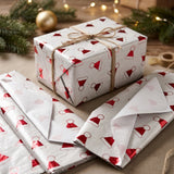 Pack of 5 Christmas Santa Hat Toss Design 50 x 70 cm Luxury Red Foil Tissue Sheets