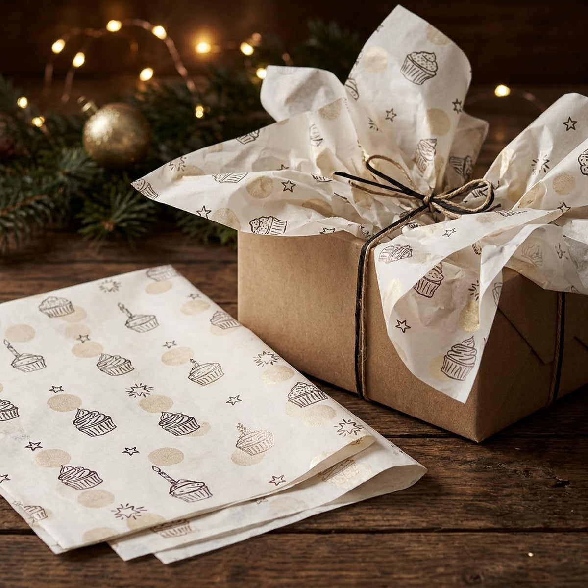 Pack of 5 Sweet Celebration Design 50 x 70 cm Luxury Silver Foil Tissue Sheets - Birthday, Cake