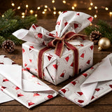 Pack of 5 Christmas Santa Hat Toss Design 50 x 70 cm Luxury Red Foil Tissue Sheets