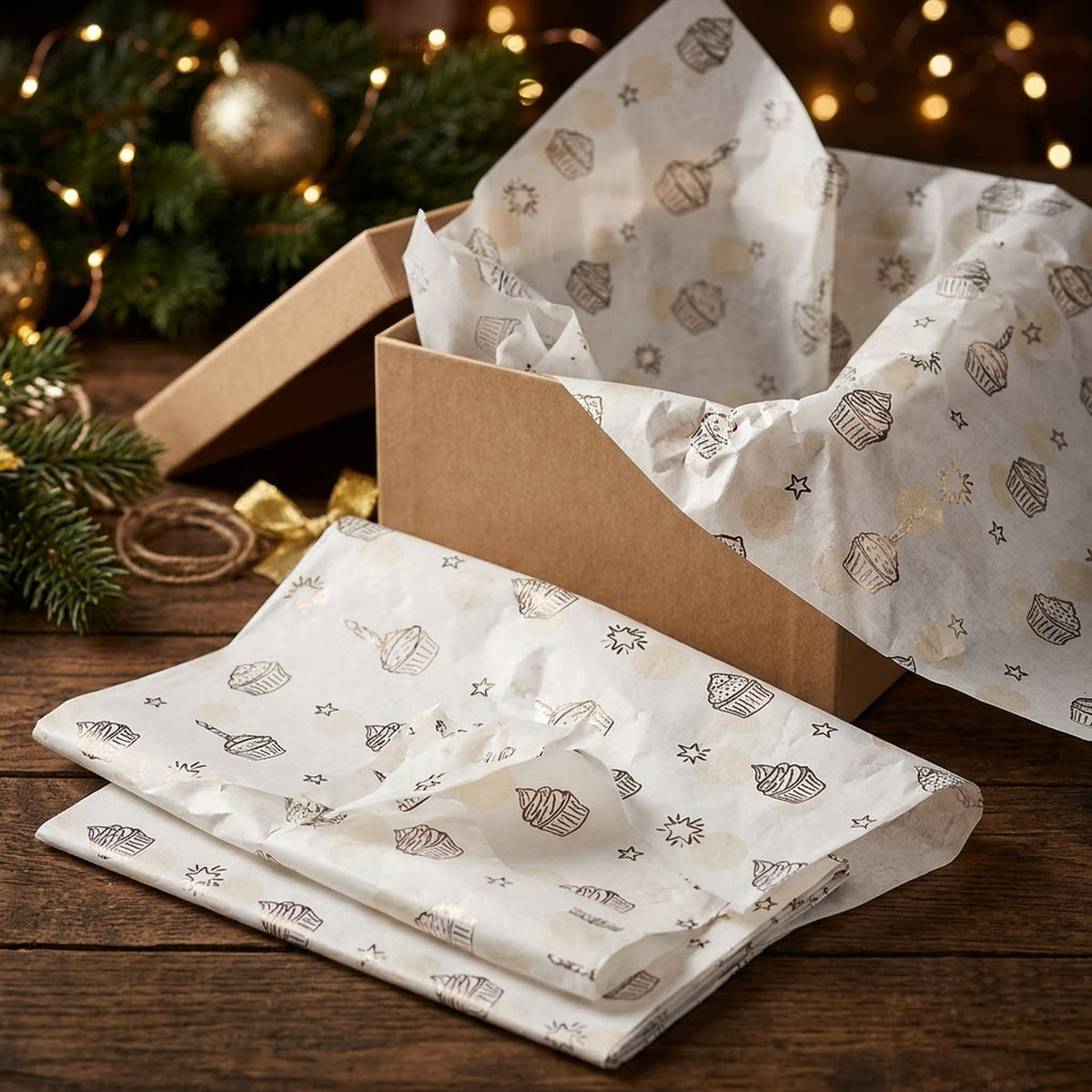 Pack of 5 Sweet Celebration Design 50 x 70 cm Luxury Silver Foil Tissue Sheets - Birthday, Cake