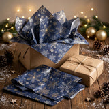 Pack of 5 Winter Christmas Snowflakes Design 50 x 70 cm Luxury Silver Foil Tissue Sheets