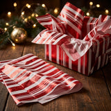 Pack of 5 Modern Stripe Band Design 50 x 70 cm Luxury Red Foil Tissue Sheets - Christmas, Valentines, Anniversary