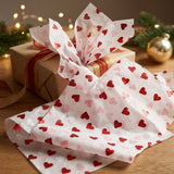 Pack of 5 Classic Hearts Design 50 x 70 cm Luxury Red Foil Tissue Sheets - Valentine, Wedding, Anniversary