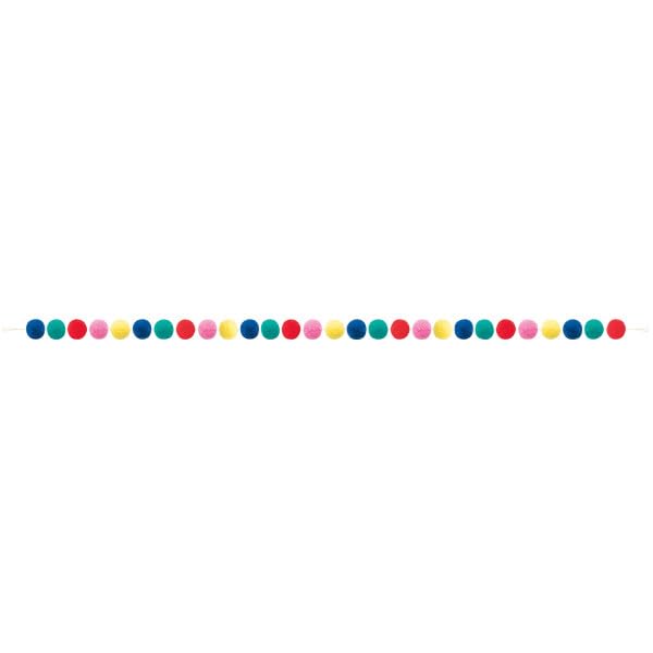 7ft Vibrant Christmas Felt Pom Pom Garland