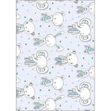 Cute Blue Animal Characters Gift Wrap 2 Sheets 2 Tags