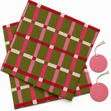 Pack of 2 Meadow Check Design 50 x 70 cm Gift Wrap Sheets with 2 Tags - Christmas Valentine’s Mother's Day Birthdays Everyday Celebrations