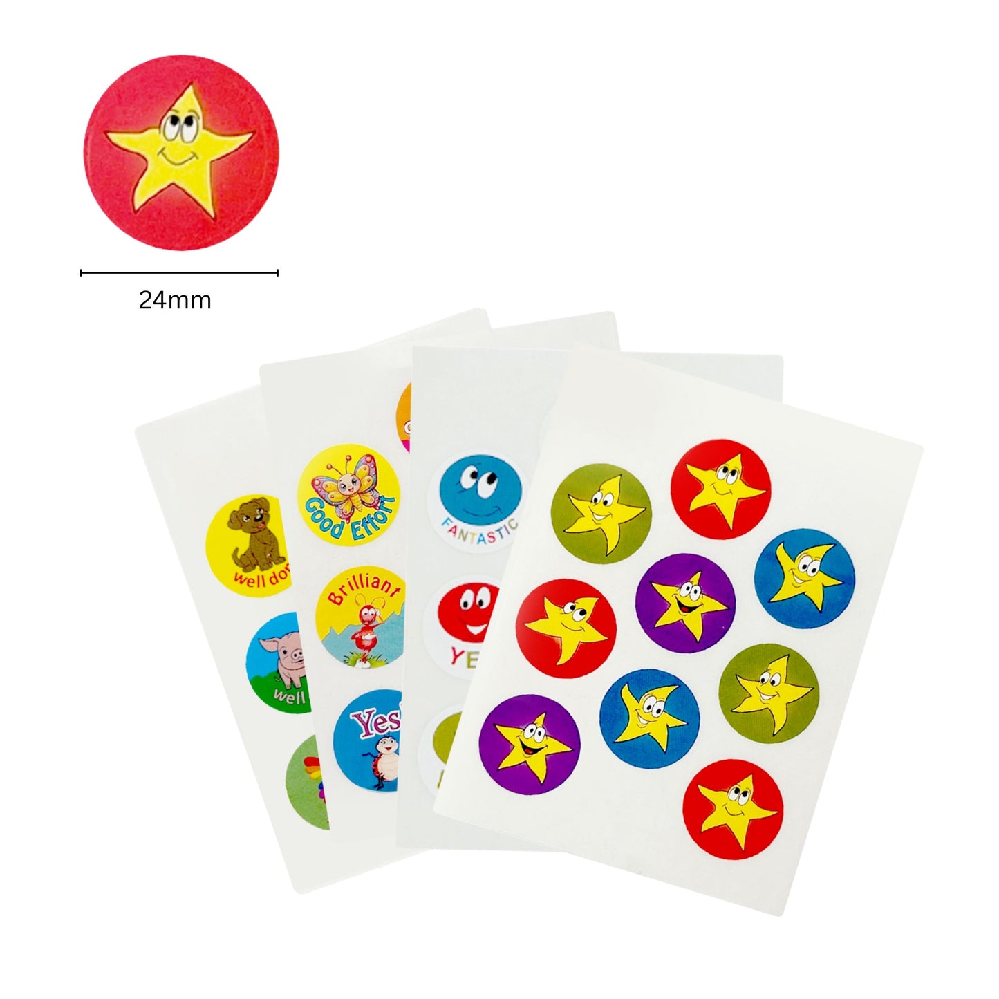 Pack of 27 Motivational Stars 24mm Round Self-Adhesive Labels