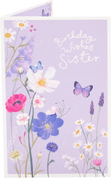Flowers & Butterflies Design Sister Birthday Card