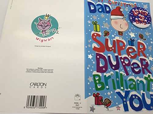 Dad Super Duper Humour Christmas Card With Badge Loved To Bits 