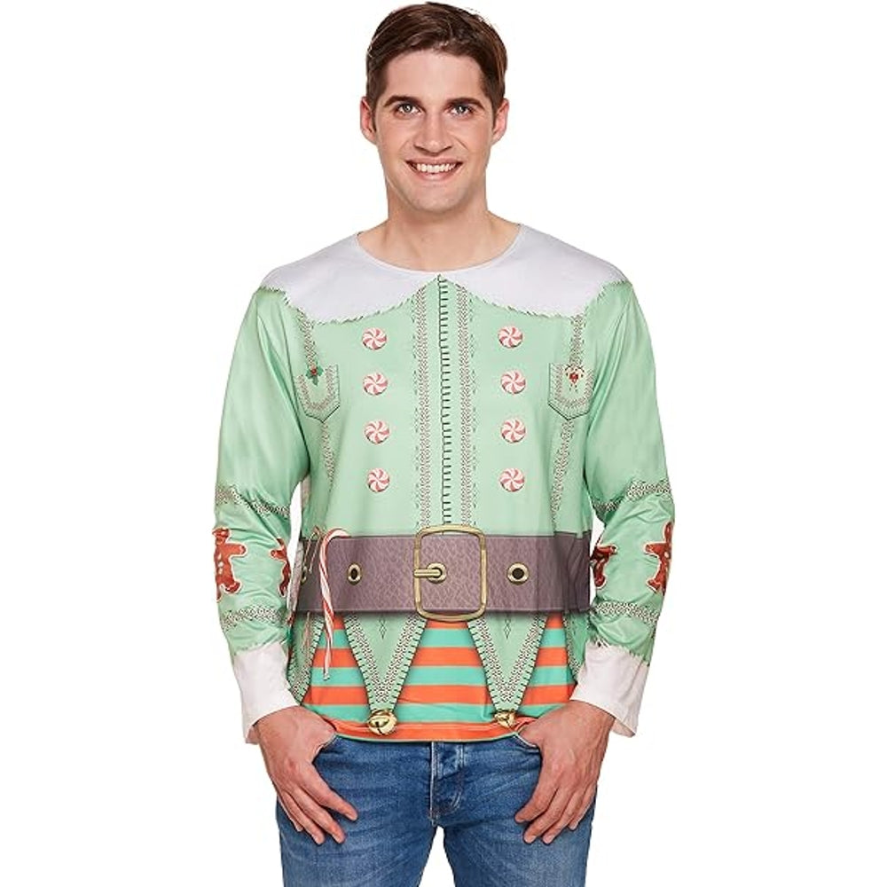 Christmas Elf Top (One Size) Adult's Fancy Dress Costume
