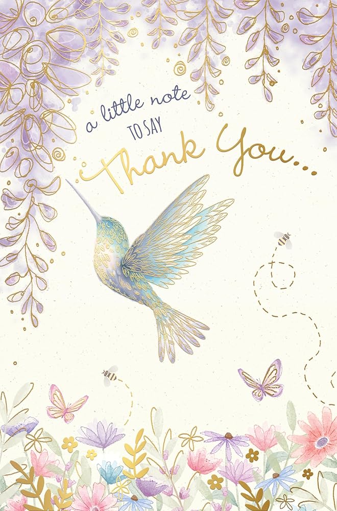 Thank You Card Hummingbird Design 